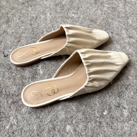 Sam Edelman Cecilia Ivory Leather square toe slip on mules flats - Picture 11 of 15